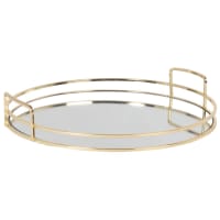MACKENZIE - Round mirror tray in gold metal