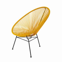 COPACABANA - Round Mustard Yellow Garden Armchair