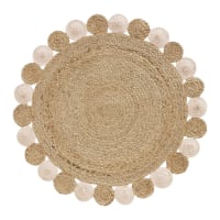 SUZON - Round Pink and Beige Jute and Cotton Rug D100