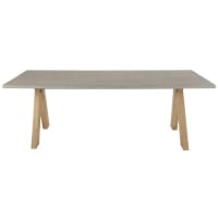 MÉTEORES - Round Solid Acacia and Concrete Look Composite 6/8-Seater Garden Table L220