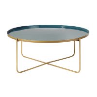 Round Teal and Gold Metal Coffee Table Round Teal and Gold Metal Coffee Table