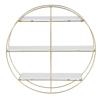 BOLZANO - Round White Marble and Matte Gold Metal Shelving Unit