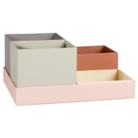 Roze, blauwe en grijze modulaire bureau-organizer