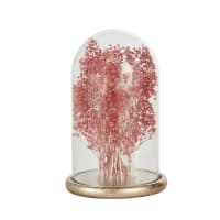 CENDRAS - Roze gedroogde bloemen onder glazen stolp