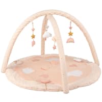 LOU - Runde Babyspieldecke aus Baumwolle, rosa und goldfarben D90