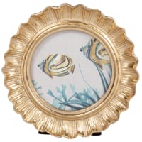 CARLOS - Runder Bilderrahmen aus goldfarbenem Polyresin, 10x10cm