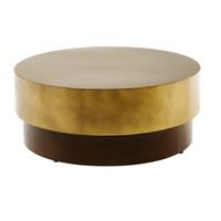 Runder Couchtisch aus goldfarbenem und braunem Metall Runder Couchtisch aus goldfarbenem und braunem Metall