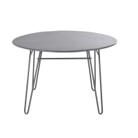 SANDRINO - Runder Gartentisch aus grauem Stahl, 4 Personen, D120cm