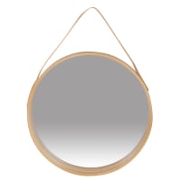 ALDEN - Runder Spiegel aus braunem Holz, D40cm