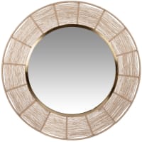 MARBELLA - Runder Spiegel mit Rahmen aus goldfarbenem Metall und Schnurgeflecht aus Jute, D60cm