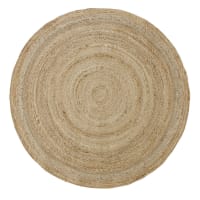 BRAGA - Runder Teppich aus geflochtener Jute, beige, D150cm