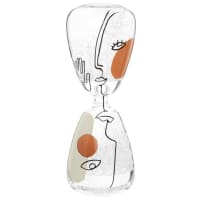 Sablier en verre motifs visages vert et rouge