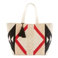 Sac de plage en coton tressé motifs graphiques Sac de plage en coton tressé motifs graphiques