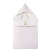 BIRD SONG - Saco-cama para bebé de algodão cor-de-rosa, branco e dourado