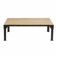Salontafel van massief mangohout en zwart metaal Salontafel van massief mangohout en zwart metaal