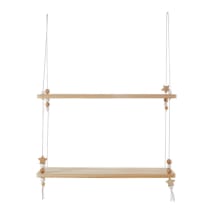 CELESTE - Scaffale da parete in legno di paulonia e corda con perle