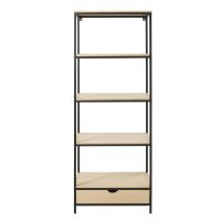 Scaffale professionale industriale a 1 cassetto in legno di quercia e metallo nero Scaffale professionale industriale a 1 cassetto in legno di quercia e metallo nero