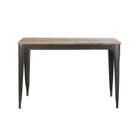 MATHIS BUSINESS - Schreibtisch für gewerbliche Nutzung aus massivem Mangoholz und schwarzem Metall