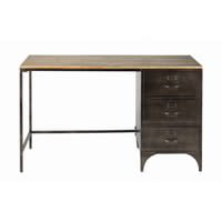 Schreibtisch im Industrial-Stil mit 3 Schubladen aus Metall und Tannenholz Schreibtisch im Industrial-Stil mit 3 Schubladen aus Metall und Tannenholz