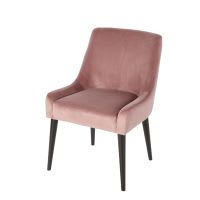 Sedia professionale in velluto rosa antico e legno di betulla nero Sedia professionale in velluto rosa antico e legno di betulla nero