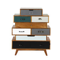 Semainier vintage en manguier massif multicolore Semainier vintage en manguier massif multicolore