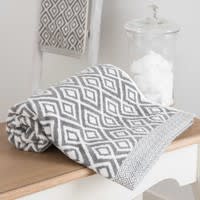 Serviette de bain en coton blanc motifs gris 70x140cm GRAPHIC WILD Serviette de bain en coton blanc motifs gris 70x140cm GRAPHIC WILD