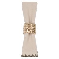 Serviette en coton beige et rond de serviette en perles Serviette en coton beige et rond de serviette en perles