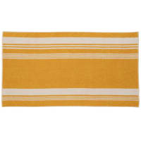 ALAZUR - Serviette tissée jacquard en coton biologique motifs à rayures écrues et jaunes 100x180
