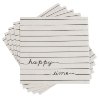 NOVELLA - Lot de 4 - Serviettes en papier beige et noir motifs à rayures (x20)