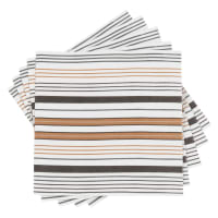 ZILIA - Lot de 4 - Serviettes en papier motifs à rayures beiges, chocolat et noir (x20)