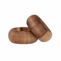 Servilleteros de madera de acacia y cáñamo marrón (x2)
