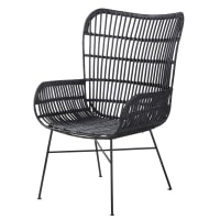 CHIFUMI - Sessel aus Rattan und Metall, schwarz