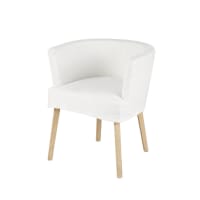 CARNAC - Sessel mit Bezug aus Leinen und Baumwolle, elfenbeinfarben