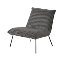 SAM - Sessel mit geripptem grauem Samtbezug
