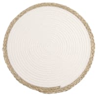 COUTURE - Lot de 2 - Set de table blanc et bordures en fibre végétale