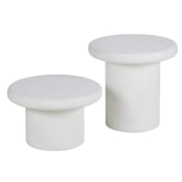 Set of 2 white magnesite side tables