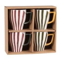 Set of 4 stoneware cups with multicoloured print