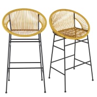COPACABANA BUSINESS - Set of two professional bar chairs in yellow resin and black metal