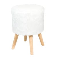 Sgabello bianco in simil pelliccia HANSEN Sgabello bianco in simil pelliccia HANSEN