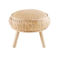 Sgabello in rattan e legno di pino Sgabello in rattan e legno di pino