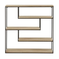 MADDIE - Shelving unit in paulownia and black metal