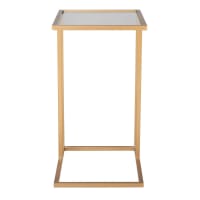 Side table in gold metal and glass