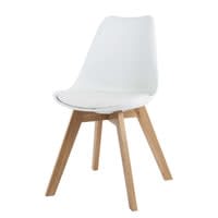 Silla escandinava blanca con roble macizo Silla escandinava blanca con roble macizo