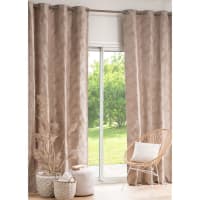 RIMIDA - Single Beige Eyelet Curtain with Foliage Print 140x270