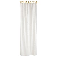 BIRD SONG - Single White Cotton Tie-Top Curtain with Gold Polka Dots 102x250