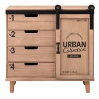 WOBURN - Small 1-Door 4-Drawer Printed Storage Unit