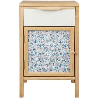 SOLENE - Small beige and white furniture unit with 1 drawer and 1 door