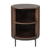 PIETRO - Small paulownia wood and black metal furniture unit