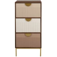 JACOPO - Small pink, white and matte gold 3-drawer furniture unit