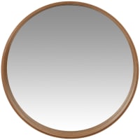 GABRIELLA - Small round mirror with brown wood frame D55cm